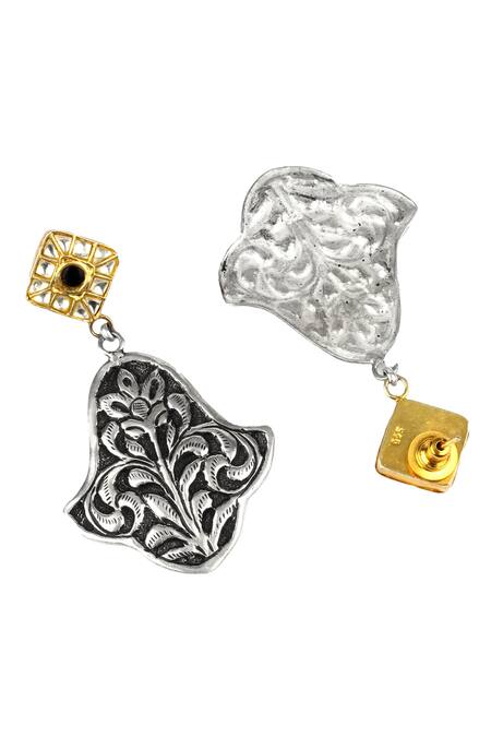 Shop_Sangeeta Boochra X Payal Singhal_Gold Plated Gota Patti Nisa Handcrafted Earrings _Online_at_Aza_Fashions