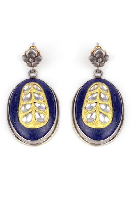 Sangeeta Boochra X Payal Singhal_Silver Plated Stones Mehr Handcrafted Earrings _Online_at_Aza_Fashions