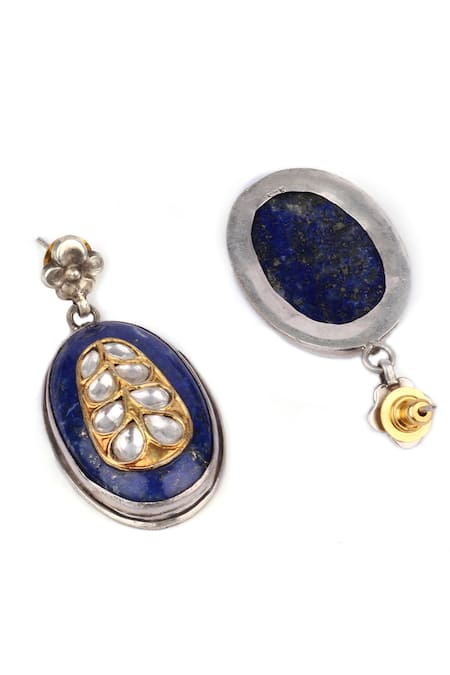 Buy_Sangeeta Boochra X Payal Singhal_Silver Plated Stones Mehr Handcrafted Earrings _Online_at_Aza_Fashions