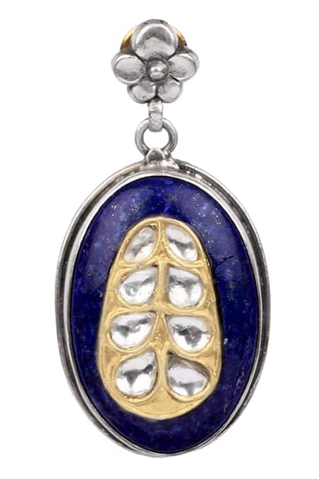 Shop_Sangeeta Boochra X Payal Singhal_Silver Plated Stones Mehr Handcrafted Earrings _Online_at_Aza_Fashions