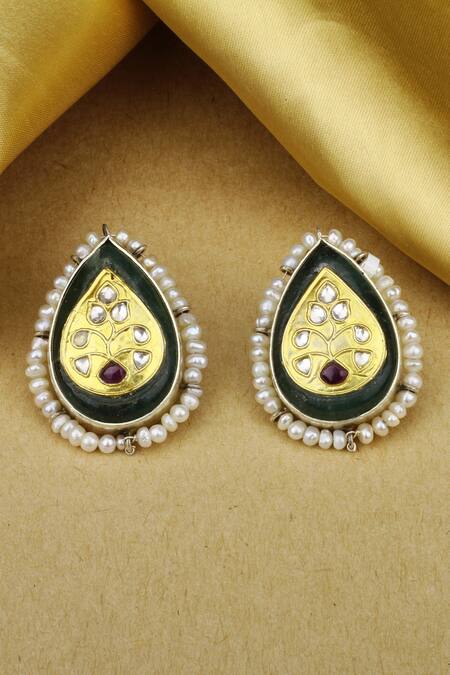 Sangeeta Boochra X Payal Singhal Silver Plated Stones Mehreen Handcrafted Earrings Online at Aza Fashions Sangeeta Boochra X Payal Singhal_Silver Plated Stones Mehreen Handcrafted Earrings _Online_at_Aza_Fashions