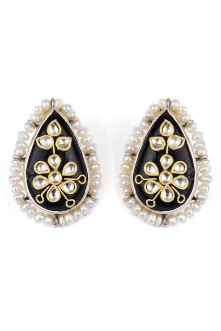 Buy Sangeeta Boochra X Payal Singhal Silver Plated Pearls, Stones Aayat Handcrafted Earrings Online at Aza Fashions Buy_Sangeeta Boochra X Payal Singhal_Silver Plated Pearls, Stones Aayat Handcrafted Earrings _Online_at_Aza_Fashions