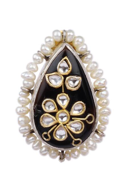Sangeeta Boochra X Payal Singhal Silver Plated Pearls, Stones Aayat Handcrafted Earrings at Aza Fashions Sangeeta Boochra X Payal Singhal_Silver Plated Pearls, Stones Aayat Handcrafted Earrings _at_Aza_Fashions