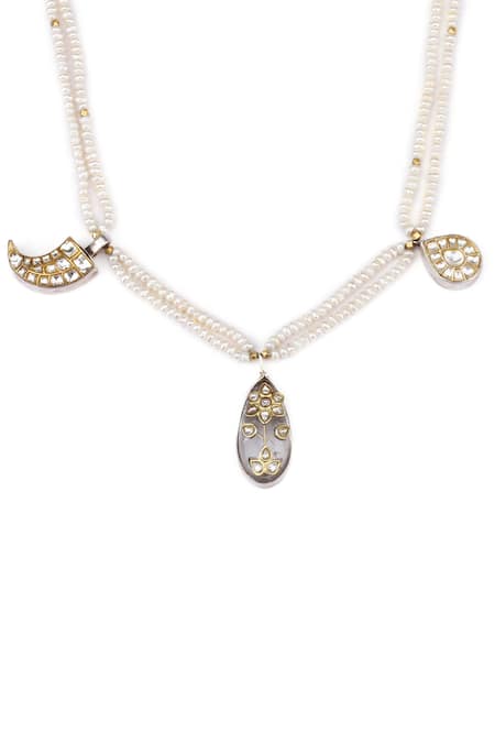 Sangeeta Boochra X Payal Singhal_Silver Plated Mia Kundan Embellished Pendant Necklace _Online_at_Aza_Fashions