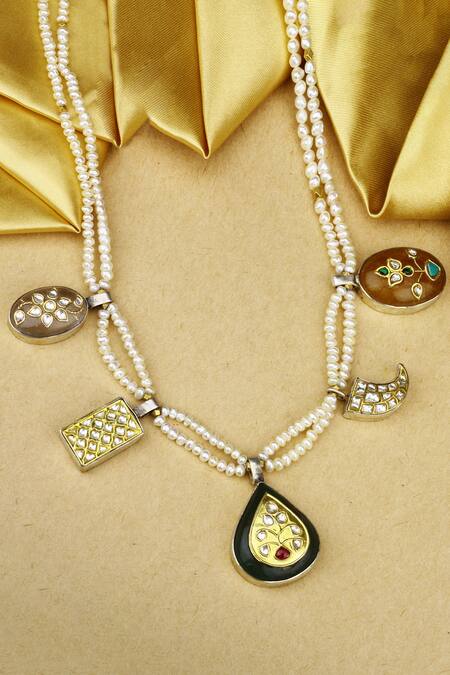 Sangeeta Boochra X Payal Singhal_Silver Plated Nagma Kundan Embellished Pendant Necklace _Online_at_Aza_Fashions