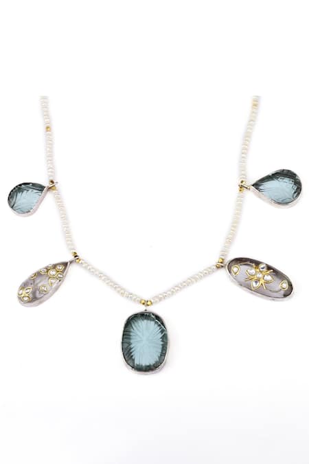 Sangeeta Boochra X Payal Singhal_Silver Plated Nagma Embellished Pendant Necklace _Online_at_Aza_Fashions