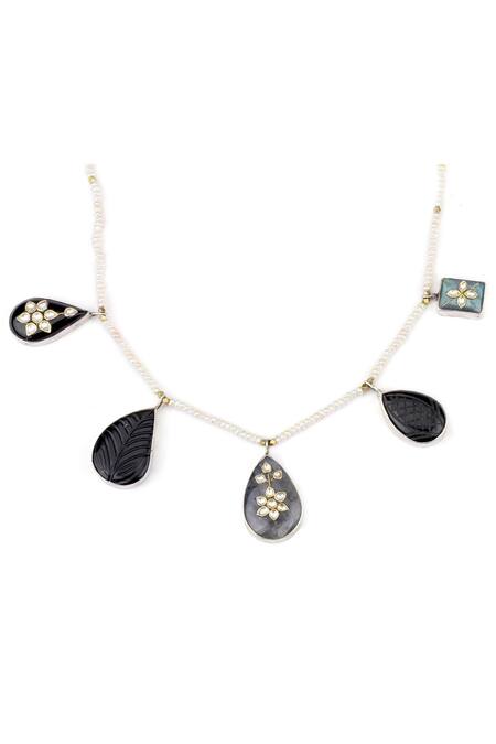 Sangeeta Boochra X Payal Singhal_Silver Plated Ira Embellished Pendant Necklace _Online_at_Aza_Fashions