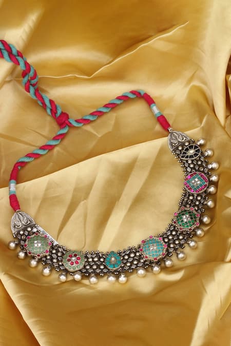 Sangeeta Boochra X Payal Singhal Silver Plated Sofia Handcrafted Choker Online at Aza Fashions Sangeeta Boochra X Payal Singhal_Silver Plated Sofia Handcrafted Choker _Online_at_Aza_Fashions