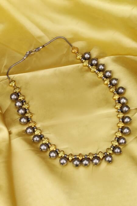 Sangeeta Boochra X Payal Singhal_Gold Plated Adena Handcrafted Necklace _Online_at_Aza_Fashions