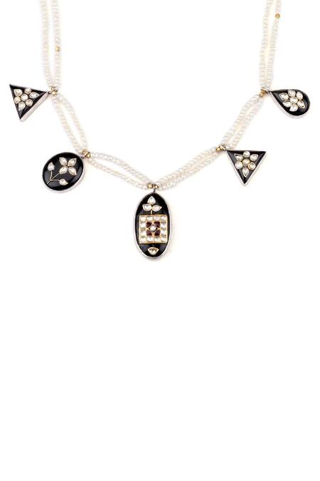 Buy_Sangeeta Boochra X Payal Singhal_Silver Plated Alizeh Kundan Embellished Pendant Necklace _Online_at_Aza_Fashions