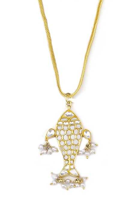 Sangeeta Boochra X Payal Singhal_Gold Plated Amaira Pendant Necklace _Online_at_Aza_Fashions