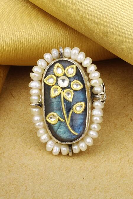 Sangeeta Boochra X Payal Singhal_Gold Plated Stones Nysa Studded Ring _Online_at_Aza_Fashions