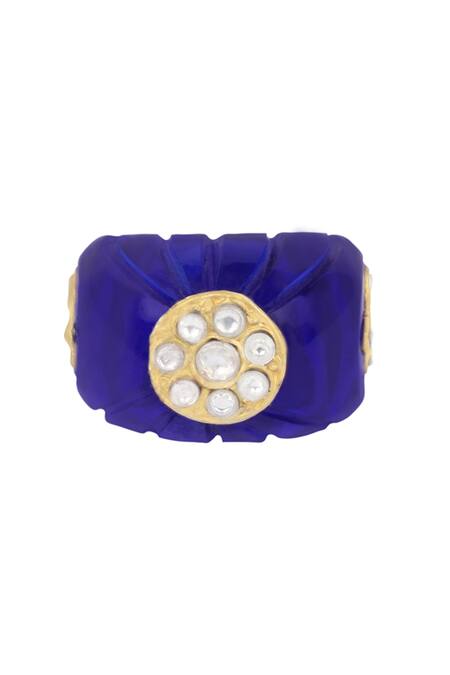 Sangeeta Boochra X Payal Singhal_Blue Stones Yasmin Onyx Ring _Online_at_Aza_Fashions