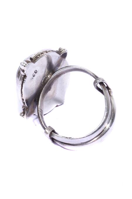 Sangeeta Boochra_Silver Plated Stones Handcrafted Ring _Online_at_Aza_Fashions