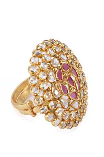 Sangeeta Boochra_Silver Plated Stones Embellished Ring _Online_at_Aza_Fashions