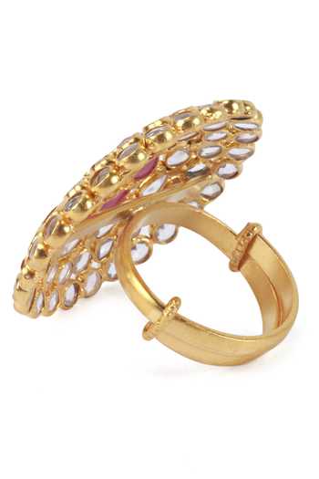 Buy_Sangeeta Boochra_Silver Plated Stones Embellished Ring _Online_at_Aza_Fashions