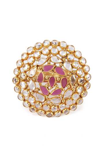 Shop_Sangeeta Boochra_Silver Plated Stones Embellished Ring _Online_at_Aza_Fashions