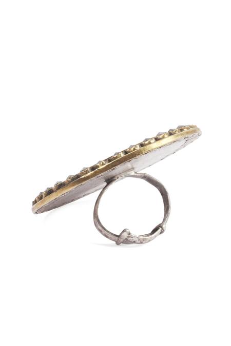 Buy_Sangeeta Boochra_Silver Plated Stones Handcrafted Studded Ring _Online_at_Aza_Fashions
