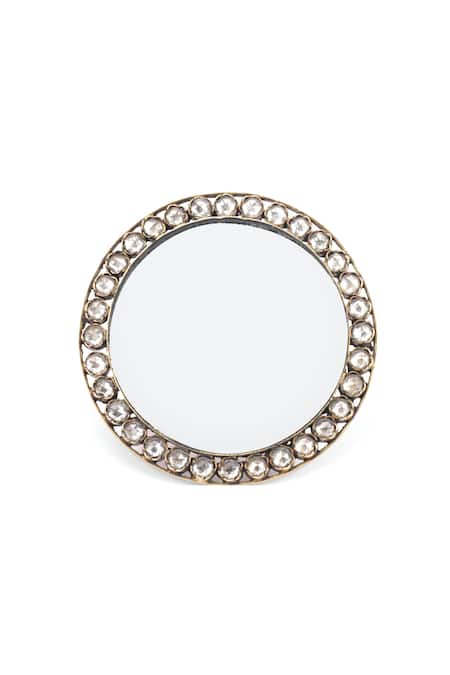 Shop_Sangeeta Boochra_Silver Plated Stones Handcrafted Studded Ring _Online_at_Aza_Fashions