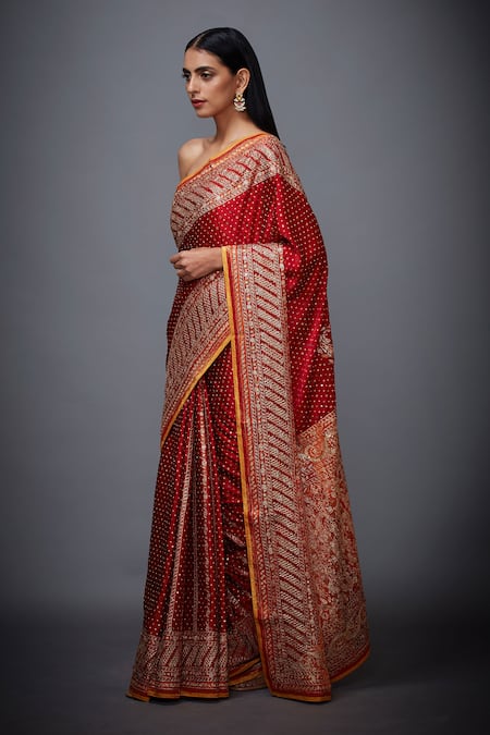 RI.Ritu Kumar Silk Satin Embroidered Saree 