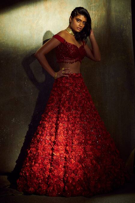 Seema Gujral Red Embroidered Lehenga Set 3