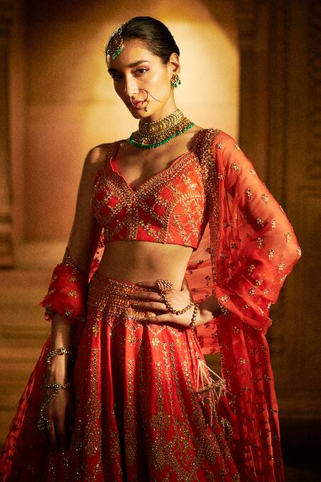 Buy Seema Gujral Red Embroidered Lehenga Set Online at Aza Fashions Buy_Seema Gujral_Red Embroidered Lehenga Set_Online_at_Aza_Fashions