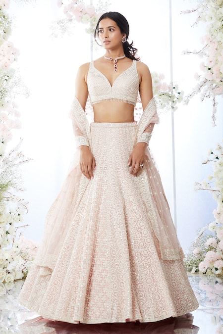 Shop Bollywood Lehenga - Baby Pink Designer Embroidery Wedding Lehenga  Choli At Hatkay