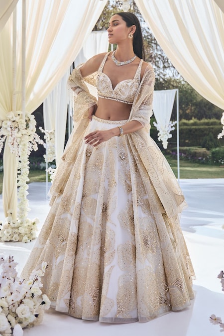 Indian Wedding Bridal Lehenga Choli in Cream Georgette With Sequence W –  TheDesignerSaree