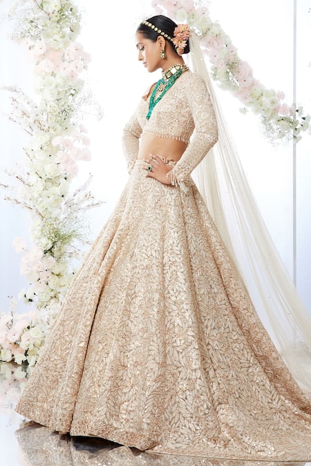 Buy Cream Silk Wedding Wear Embroidery Work Lehenga Choli Online From  Wholesale Salwar.