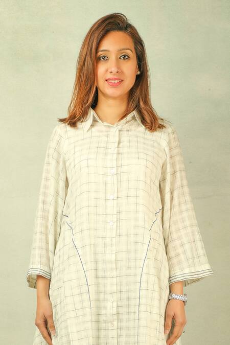 Shop_Ibai_White Handwoven Asymmetric Tunic_Online_at_Aza_Fashions