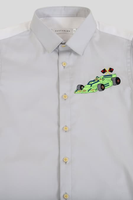 Buy_Partykles_Grey Cotton Satin Shirt _Online_at_Aza_Fashions
