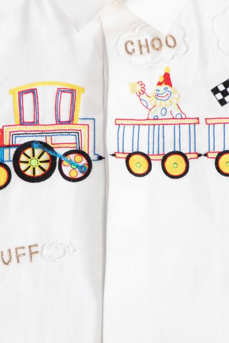 Partykles White Cotton Satin Embroidery Shirt Online at Aza Fashions Partykles_White Cotton Satin Embroidery Shirt _Online_at_Aza_Fashions