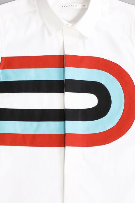 Partykles White Cotton Satin Printed Shirt Online at Aza Fashions Partykles_White Cotton Satin Printed Shirt _Online_at_Aza_Fashions