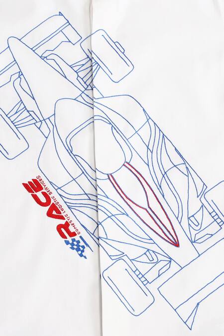 Partykles White Cotton Satin Embroidery Shirt Online at Aza Fashions Partykles_White Cotton Satin Embroidery Shirt _Online_at_Aza_Fashions