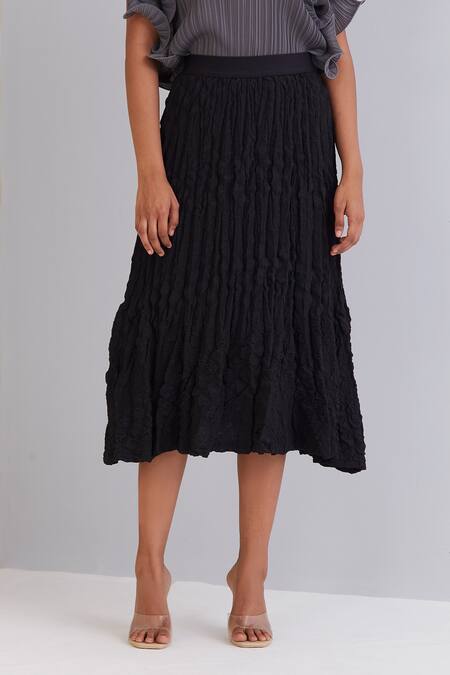 Buy_Scarlet Sage_Black 100% Polyester Valora Mermaid Skirt_Online_at_Aza_Fashions