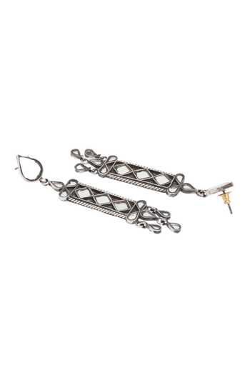 Sangeeta Boochra Silver Plated Glitter Sterling Geometric Danglers Online at Aza Fashions Sangeeta Boochra_Silver Plated Glitter Sterling Geometric Danglers _Online_at_Aza_Fashions