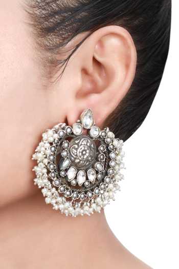 Buy Sangeeta Boochra Silver Plated Stones Embellished Chandbalis at Aza Fashions Buy_Sangeeta Boochra_Silver Plated Stones Embellished Chandbalis _at_Aza_Fashions