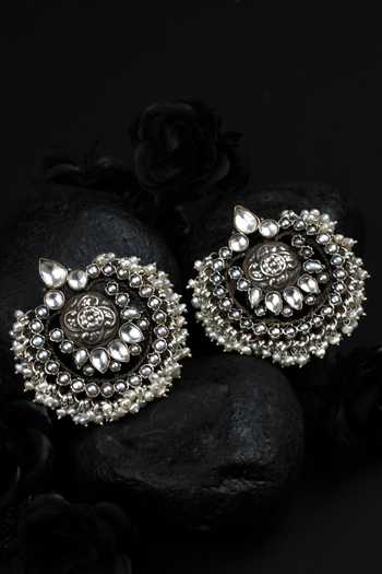 Buy_Sangeeta Boochra_Silver Plated Stones Embellished Chandbalis _Online_at_Aza_Fashions