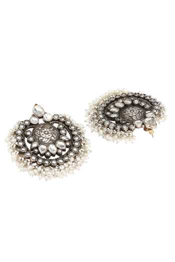 Shop Sangeeta Boochra Silver Plated Stones Embellished Chandbalis Online at Aza Fashions Shop_Sangeeta Boochra_Silver Plated Stones Embellished Chandbalis _Online_at_Aza_Fashions