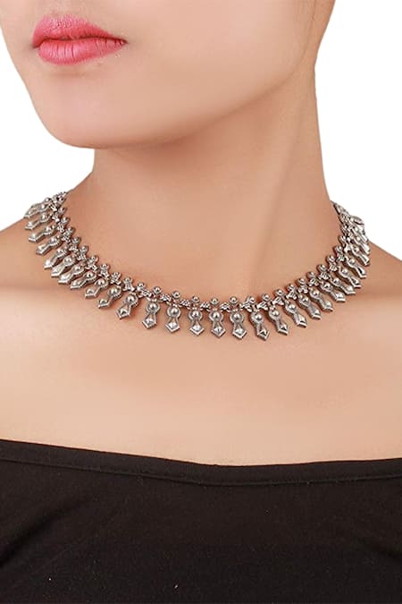 Bridal Rose Gold Choker/ Silver Cubic Zirconia Choker Necklace –  AryaFashions