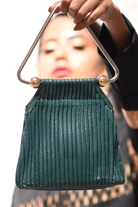 Devina Juneja Triangle Pleated Clutch 