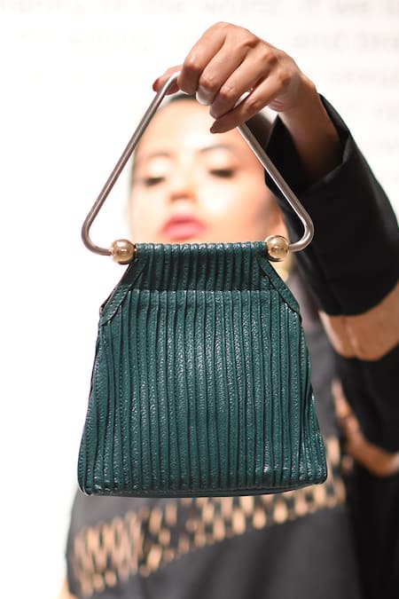 Devina Juneja Triangle Pleated Clutch 