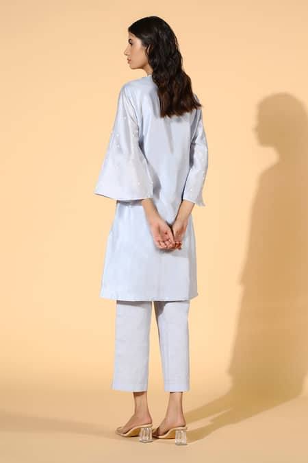 Meadow Silk Chanderi Tunic & Cotton Linen Pant Set 