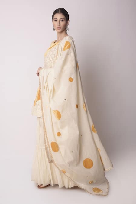 Shop_Shwetanga_White Organic And Gota Patti, Fringe, Sequin & Kurta Sharara Set _Online_at_Aza_Fashions