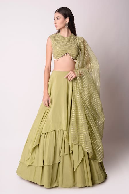 Shwetanga Layered Lehenga Set 