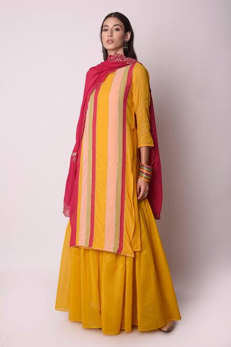 Shwetanga Panelled Kurta Sharara Set 