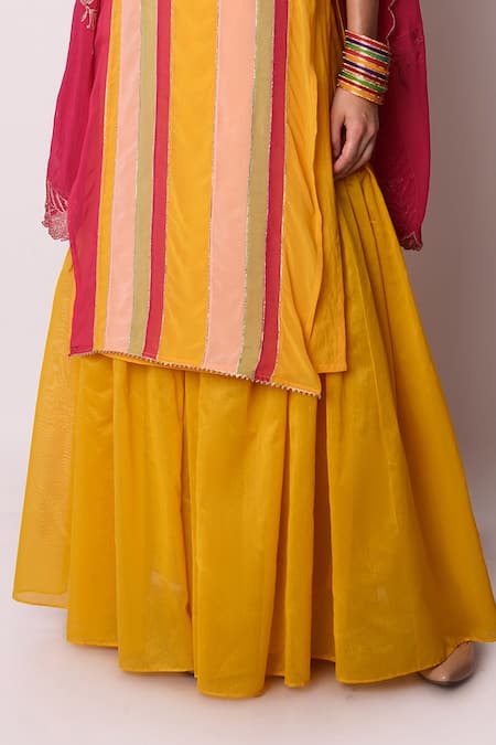 Shop Shwetanga Multi Color Ggt And Chanderi Gota Patti Round Panelled Kurta Sharara Set Online at Aza Fashions Shop_Shwetanga_Multi Color Ggt And Chanderi Gota Patti Round Panelled Kurta Sharara Set _Online_at_Aza_Fashions