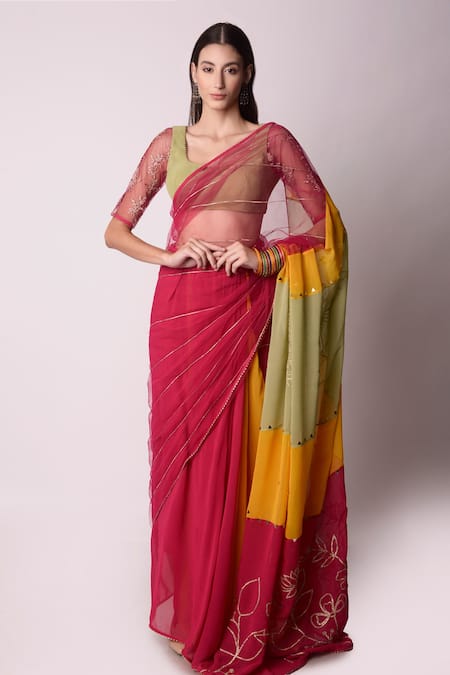 Shwetanga Panelled Saree With Blouse 