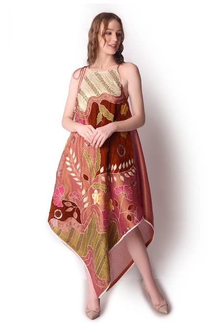 Shwetanga Leaf Embroidered Dress 