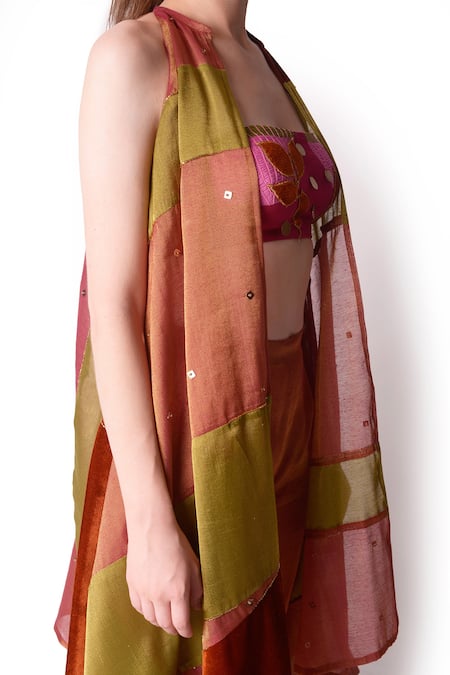 Shwetanga_Multi Color Organza, Tissue, Velvet Sequin Bustier Embroidered Sharara Set _at_Aza_Fashions